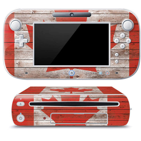 Canadian Flag Dark Wood Wii U (Console + 1 Controller) Skin
