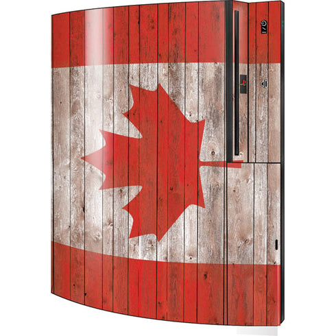 Canadian Flag Dark Wood Playstation 3 & PS3 Skin