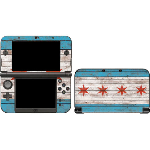 Chicago Flag Dark Wood Nintendo Skins