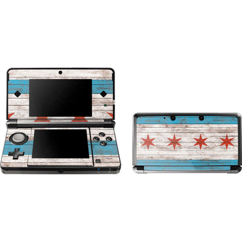 Chicago Flag Dark Wood Nintendo Skins