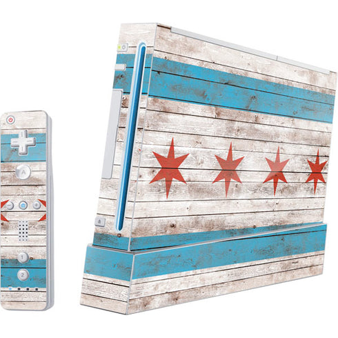 Chicago Flag Dark Wood Wii (Includes 1 Controller) Skin
