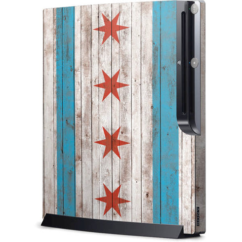 Chicago Flag Dark Wood Playstation 3 & PS3 Slim Skin