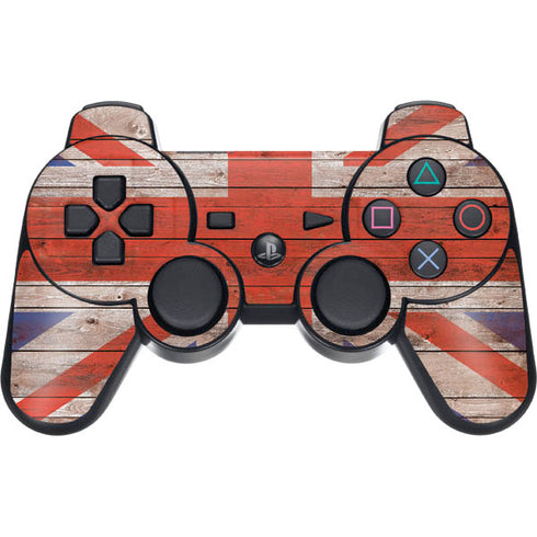 United Kingdom Flag Dark Wood PS3 Dual Shock wireless controller Skin