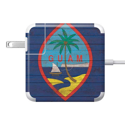 Guam Flag Dark Wood 85W Power Adapter (15 and 17 inch MacBook Pro Charger) Skin