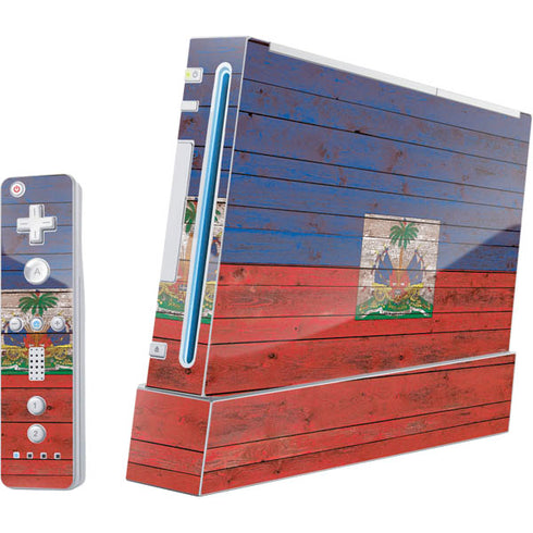 Haiti Flag Dark Wood Nintendo Skins