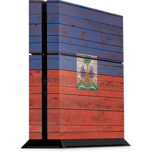 Haiti Flag Dark Wood PlayStation PS4 Skins