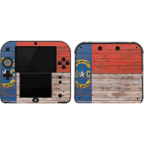 North Carolina Flag Dark Wood Nintendo 2DS Skin