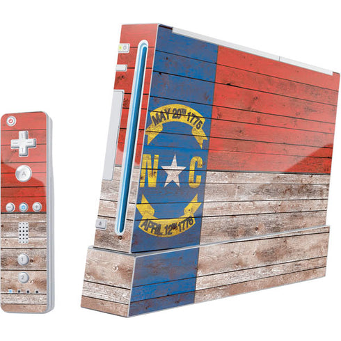 North Carolina Flag Dark Wood Wii (Includes 1 Controller) Skin