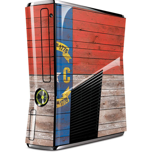 North Carolina Flag Dark Wood Xbox 360 Slim (2010) Skin