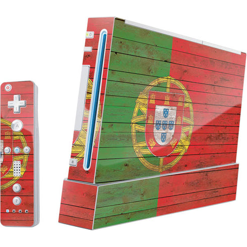Portuguese Flag Dark Wood Nintendo Skins