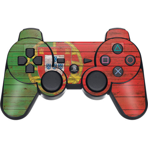 Portuguese Flag Dark Wood PS3 Dual Shock wireless controller Skin