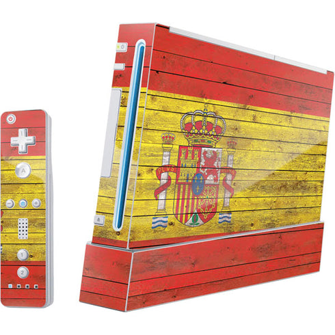 Spain Flag Dark Wood Nintendo Skins