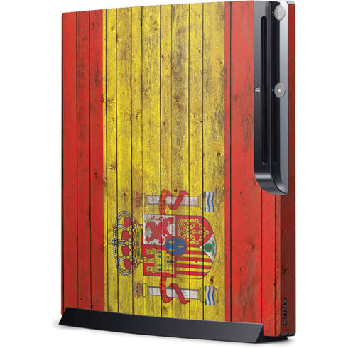 Spain Flag Dark Wood Playstation 3 & PS3 Slim Skin