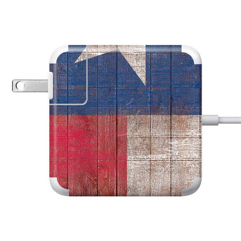 Texas Flag Dark Wood 85W Power Adapter (15 and 17 inch MacBook Pro Charger) Skin
