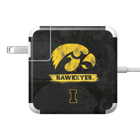 University of Iowa Hawkeyes Distressed Logo 85W Power Adapter (15 and 17 inch MacBook Pro Charger) Skin