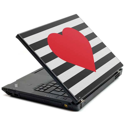 Black And White Striped Heart Lenovo T420 Skin