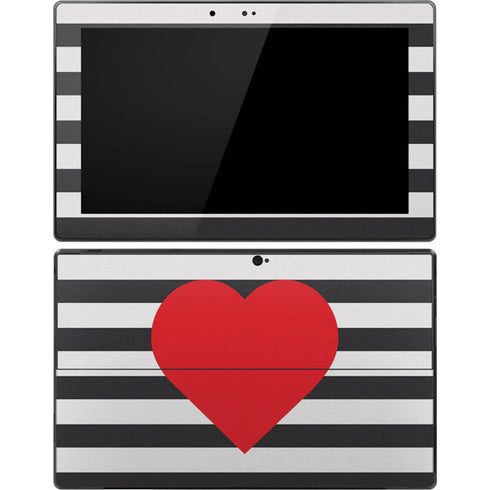 Black And White Striped Heart Surface Pro Tablet Skin