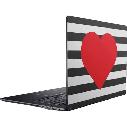 Black And White Striped Heart Ativ Book 9 (15.6in 2014) Skin