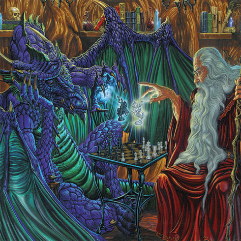 Dragon and Wizard Playing Chess by Ed Beard Jr Amazon Echo Buds Skin