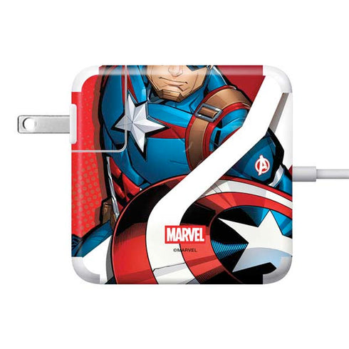 Marvel Captain America Action Pose 85W Power Adapter (15 and 17 inch MacBook Pro Charger) Skin