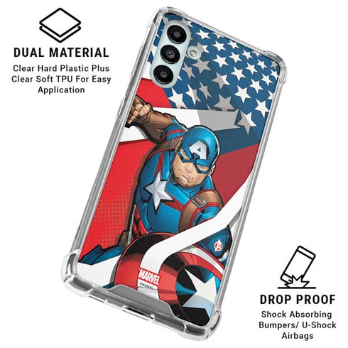 Marvel Captain America Action Pose Galaxy A13 5G Clear Case