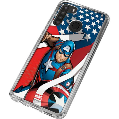 Marvel Captain America Action Pose Galaxy A21 Clear Case