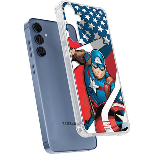 Marvel Captain America Action Pose Galaxy A35 5G Clear Case