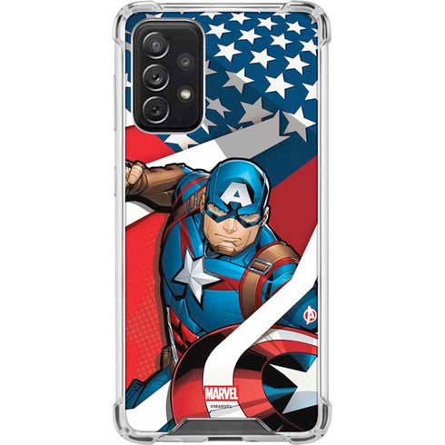 Marvel Captain America Action Pose Galaxy A72 5G Clear Case