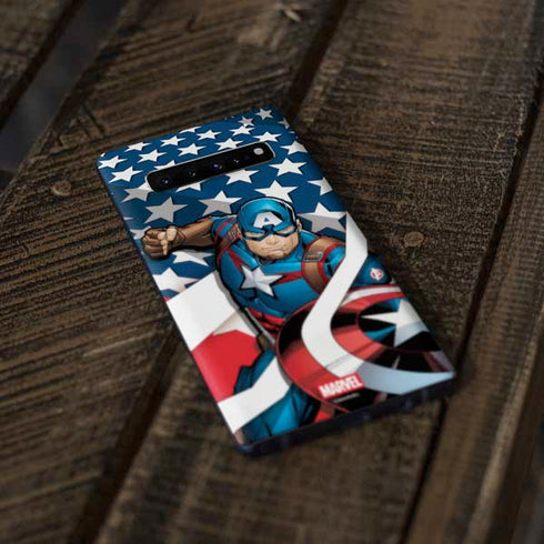 Marvel Captain America Action Pose Galaxy S10 Plus Skin