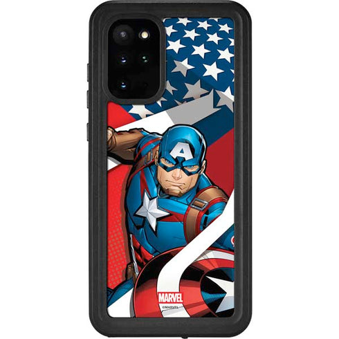 Marvel Captain America Action Pose Galaxy S20 Plus Waterproof Case