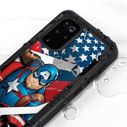 Marvel Captain America Action Pose Galaxy S20 Plus Waterproof Case