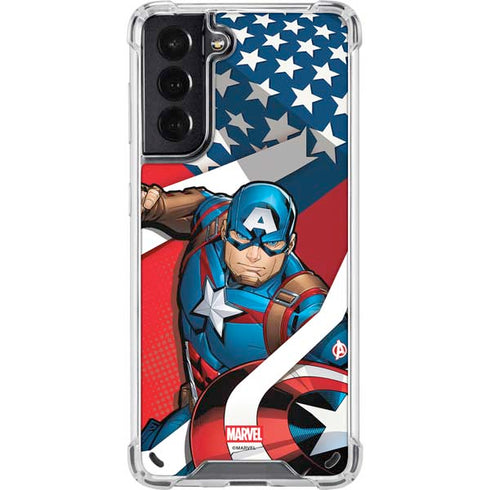Marvel Captain America Action Pose Galaxy S21 5G Clear Case