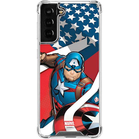 Marvel Captain America Action Pose Galaxy S21 FE Clear Case