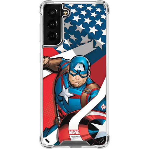 Marvel Captain America Action Pose Galaxy S21 Plus 5G Clear Case