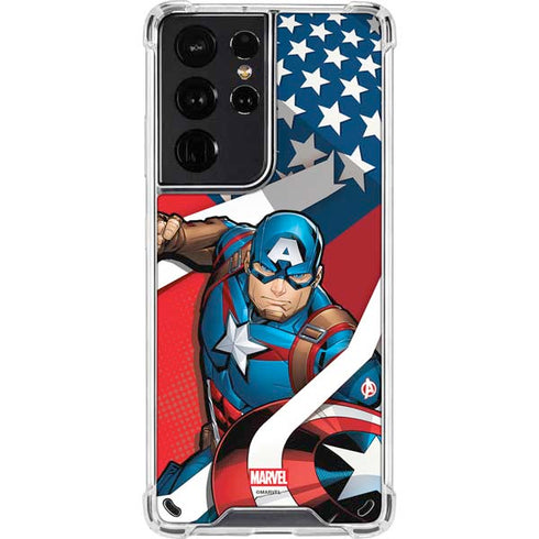 Marvel Captain America Action Pose Galaxy S21 Ultra 5G Clear Case