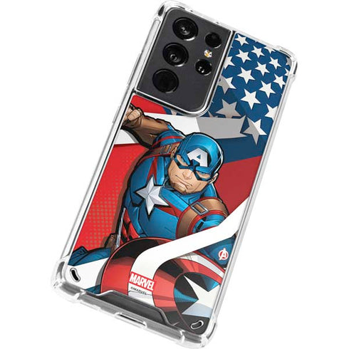 Marvel Captain America Action Pose Galaxy S21 Ultra 5G Clear Case