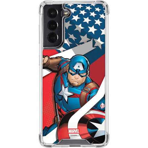 Marvel Captain America Action Pose Galaxy S22 Clear Case