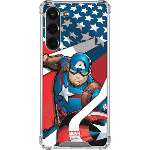 Marvel Captain America Action Pose Galaxy S23 FE Clear Case