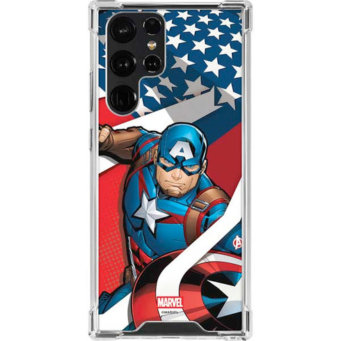 Marvel Captain America Action Pose Galaxy S23 Ultra Clear Case