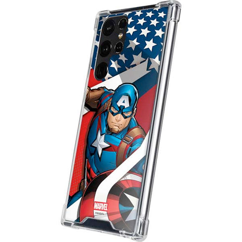 Marvel Captain America Action Pose Galaxy S23 Ultra Clear Case