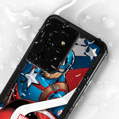Marvel Captain America Action Pose Galaxy S24 Ultra Waterproof Case