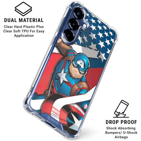 Marvel Captain America Action Pose Galaxy S25 Clear Case