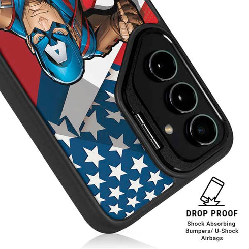 Marvel Captain America Action Pose Galaxy S25 Plus Kickstand Case