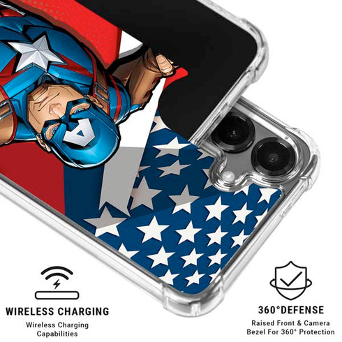 Marvel Captain America Action Pose Galaxy S26 Clear Case