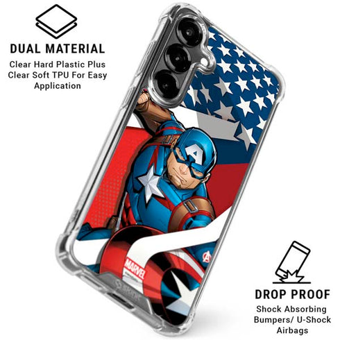 Marvel Captain America Action Pose Galaxy S26 Clear Case