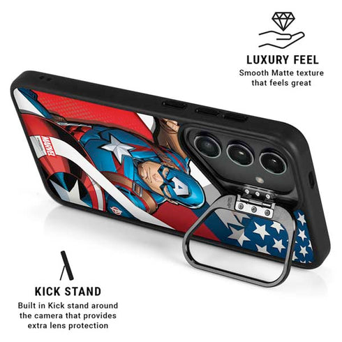Marvel Captain America Action Pose Galaxy S26 Kickstand Case