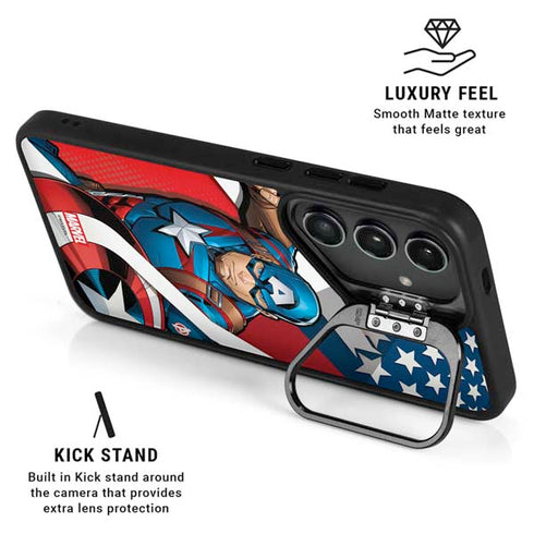 Marvel Captain America Action Pose Galaxy S26 Plus Kickstand Case
