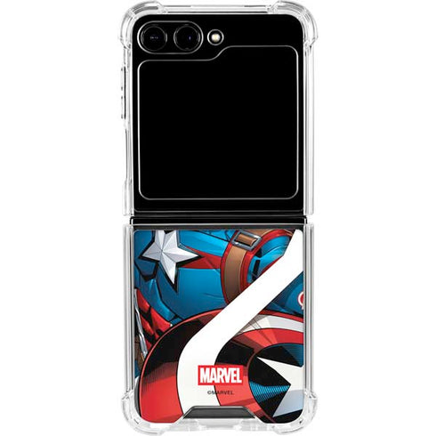 Marvel Captain America Action Pose Galaxy Z Flip5 5G Clear Case