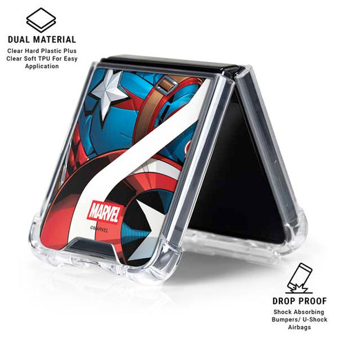 Marvel Captain America Action Pose Galaxy Z Flip6 Clear Case