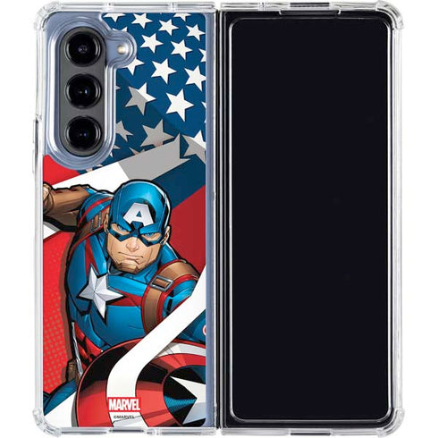 Marvel Captain America Action Pose Galaxy Z Fold5 5G Clear Case